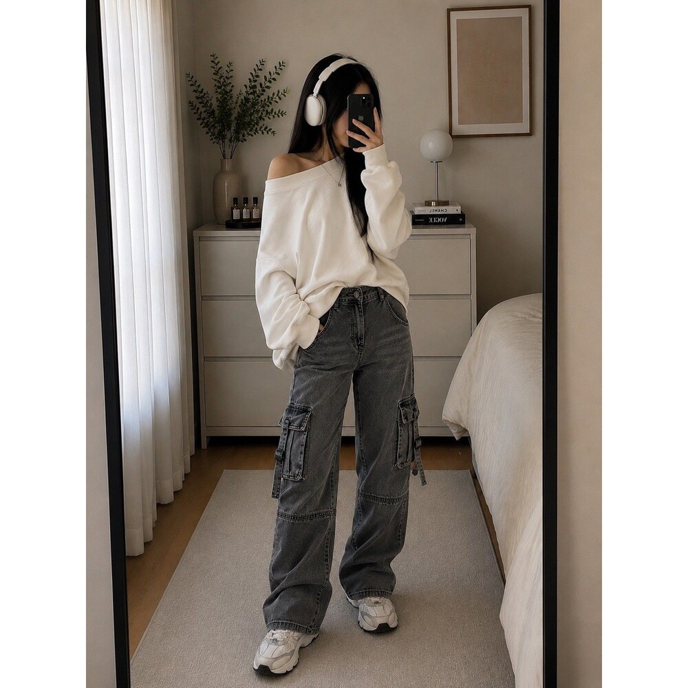 American Eagle Women’s 4 Short Cargo Pants Gray Stretch Utility Y2K